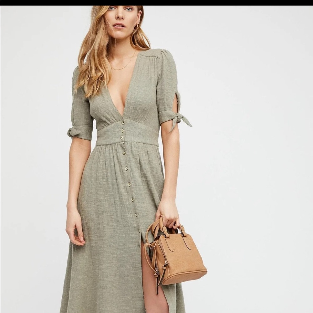 Free People Love of My Life Sage Green Midi Dress